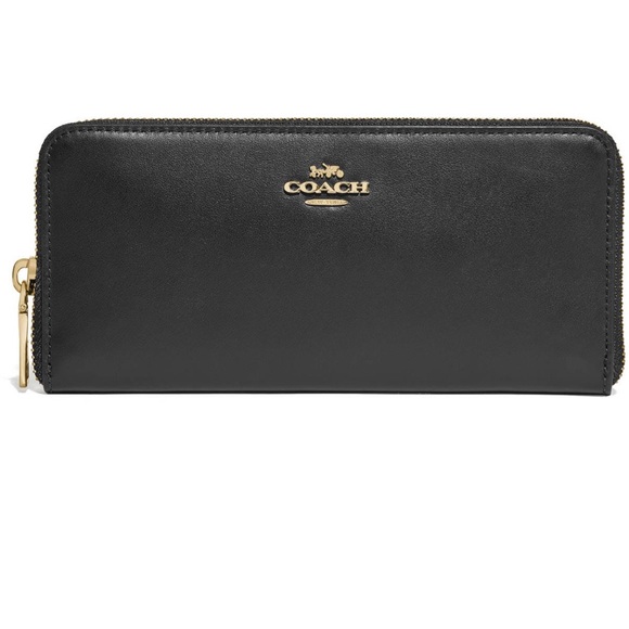 Coach Handbags - COACH Smooth Leather Slim Accordion Zip Wallet, Black